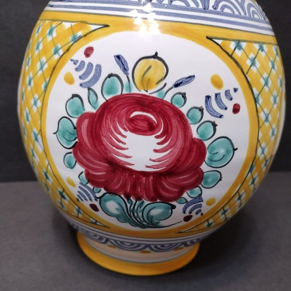 Hand Painted Pottery Vase, Modra Slovakia style Czechoslovakian Ceramic Floral - Picture 5 of 8